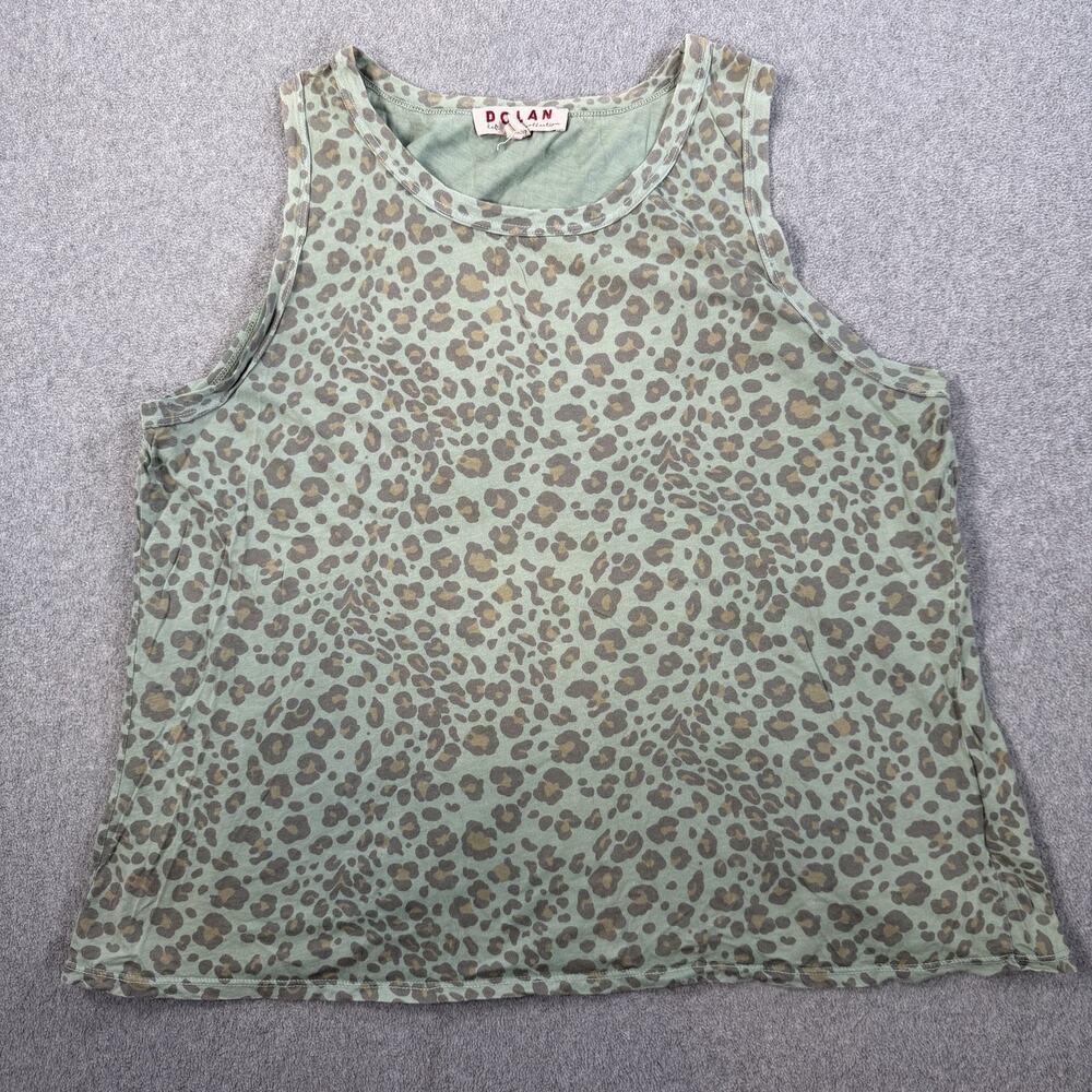 Dolan Left Coast Women's Large Green Washed Leopard Print Wrap Back Tank Top